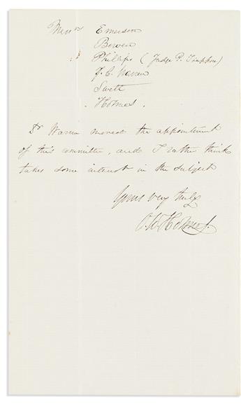 HOLMES, OLIVER WENDELL. Three letters, each Signed, "O.W. Holmes" or in full, to various recipients,